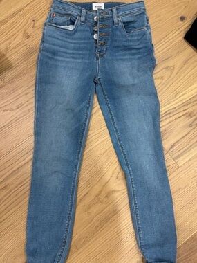 Hudson Jeans Women's Medium Blue High-Rise Skinny Jeans with Button Fly